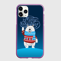 Чехол iPhone 11 Pro матовый Merry Christmas, цвет: 3D-фиолетовый