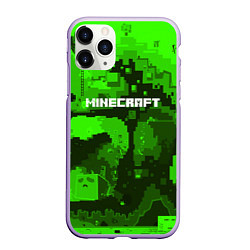 Чехол iPhone 11 Pro матовый Minecraft: Green World, цвет: 3D-светло-сиреневый