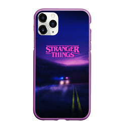 Чехол iPhone 11 Pro матовый Stranger Things: Neon Road, цвет: 3D-фиолетовый