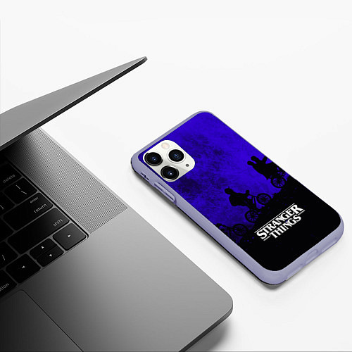 Чехол iPhone 11 Pro матовый Stranger Things: Moon Biker / 3D-Светло-сиреневый – фото 3