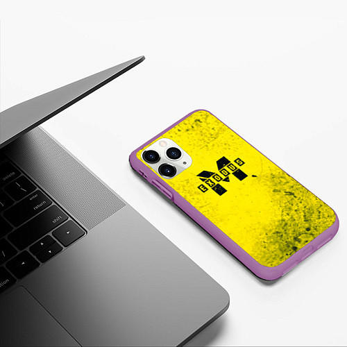 Чехол iPhone 11 Pro матовый Metro Exodus: Yellow Grunge / 3D-Фиолетовый – фото 3