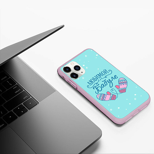 Чехол iPhone 11 Pro матовый Любимой бабуле / 3D-Розовый – фото 3