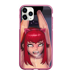 Чехол iPhone 11 Pro матовый Ahegao, цвет: 3D-малиновый