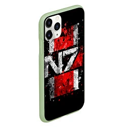 Чехол iPhone 11 Pro матовый Mass Effect N7, цвет: 3D-салатовый — фото 2