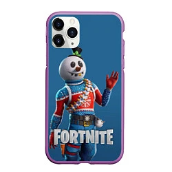 Чехол iPhone 11 Pro матовый FORTNITE, цвет: 3D-фиолетовый