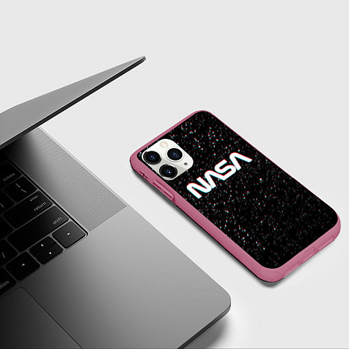 Чехол iPhone 11 Pro матовый NASA: Space Glitch / 3D-Малиновый – фото 3