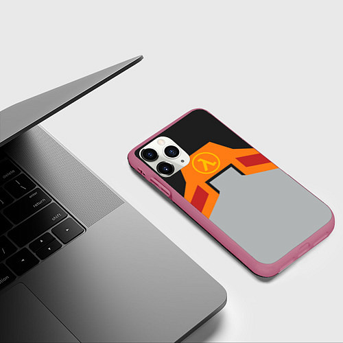 Чехол iPhone 11 Pro матовый Гордон Фримен / 3D-Малиновый – фото 3
