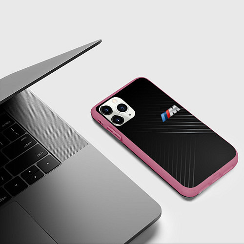 Чехол iPhone 11 Pro матовый BMW / 3D-Малиновый – фото 3