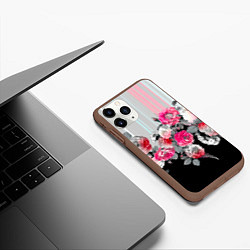 Чехол iPhone 11 Pro матовый Розы в темноте, цвет: 3D-коричневый — фото 2