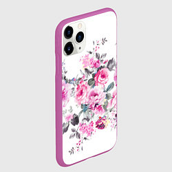Чехол iPhone 11 Pro матовый Розовые розы, цвет: 3D-фиолетовый — фото 2