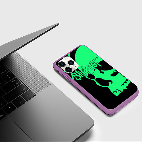 Чехол iPhone 11 Pro матовый Slipknot: Acid Skull / 3D-Фиолетовый – фото 3