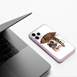 Чехол iPhone 11 Pro матовый Пиратский мопс, цвет: 3D-розовый — фото 2