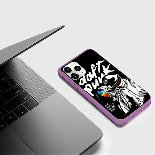 Чехол iPhone 11 Pro матовый Daft Punk: Our work is never over / 3D-Фиолетовый – фото 3