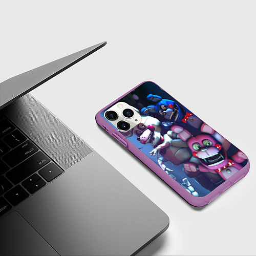 Чехол iPhone 11 Pro матовый Five Nights at Freddys / 3D-Фиолетовый – фото 3