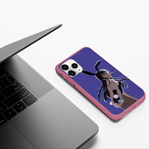 Чехол iPhone 11 Pro матовый Senpai Girl / 3D-Малиновый – фото 3
