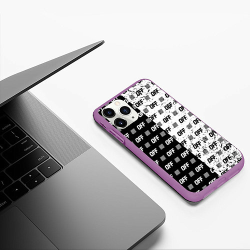 Чехол iPhone 11 Pro матовый Off-White: Black & White / 3D-Фиолетовый – фото 3