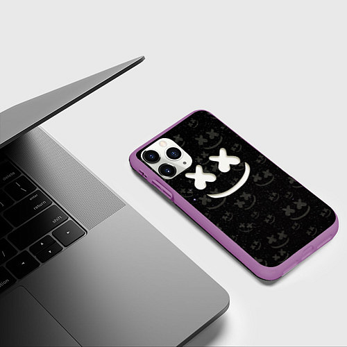 Чехол iPhone 11 Pro матовый Marshmello Cosmos pattern / 3D-Фиолетовый – фото 3
