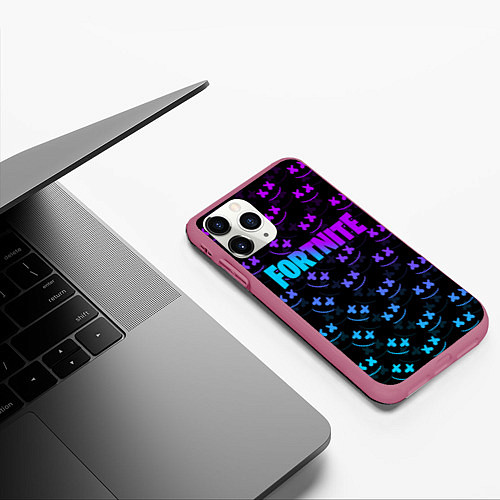 Чехол iPhone 11 Pro матовый FORTNITE x MARSHMELLO / 3D-Малиновый – фото 3