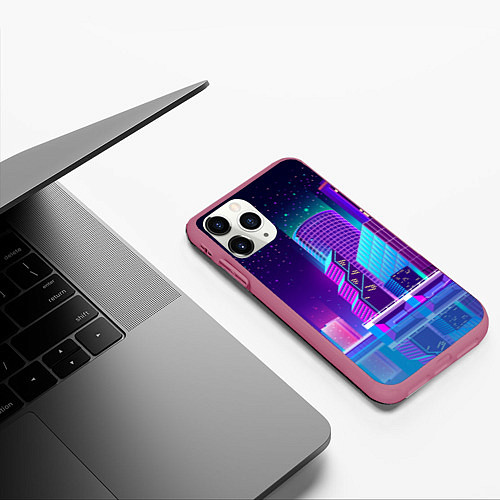 Чехол iPhone 11 Pro матовый Neon Nights / 3D-Малиновый – фото 3