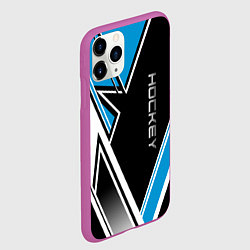 Чехол iPhone 11 Pro матовый Hockey black blue white, цвет: 3D-фиолетовый — фото 2