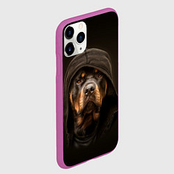 Чехол iPhone 11 Pro матовый Ротвейлер в капюшоне, цвет: 3D-фиолетовый — фото 2