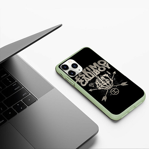 Чехол iPhone 11 Pro матовый Eskimo Callboy: Bones / 3D-Салатовый – фото 3