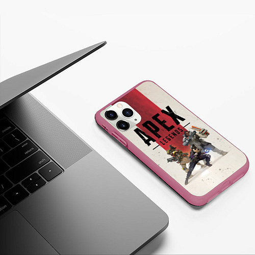 Чехол iPhone 11 Pro матовый Apex Legends / 3D-Малиновый – фото 3