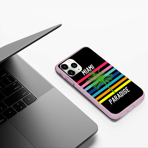 Чехол iPhone 11 Pro матовый Miami Paradise / 3D-Розовый – фото 3