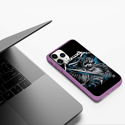 Чехол iPhone 11 Pro матовый Metallica / 3D-Фиолетовый – фото 3