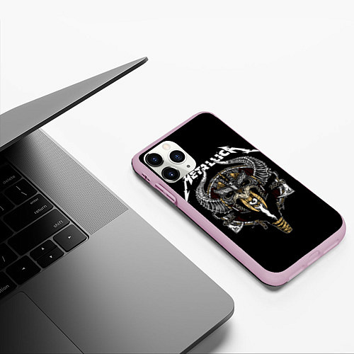 Чехол iPhone 11 Pro матовый Metallica: Hard Metal / 3D-Розовый – фото 3