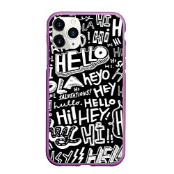 Чехол iPhone 11 Pro матовый Hello Pattern, цвет: 3D-фиолетовый