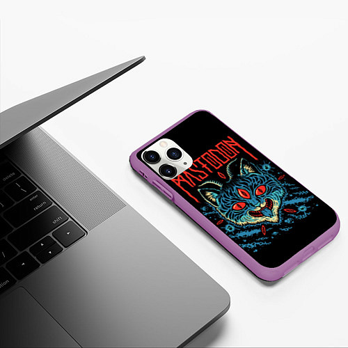Чехол iPhone 11 Pro матовый Mastodon: Demonic Cat / 3D-Фиолетовый – фото 3