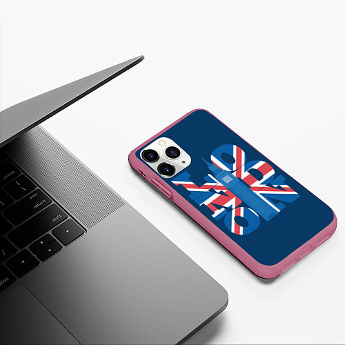 Чехол iPhone 11 Pro матовый London: Great Britain / 3D-Малиновый – фото 3