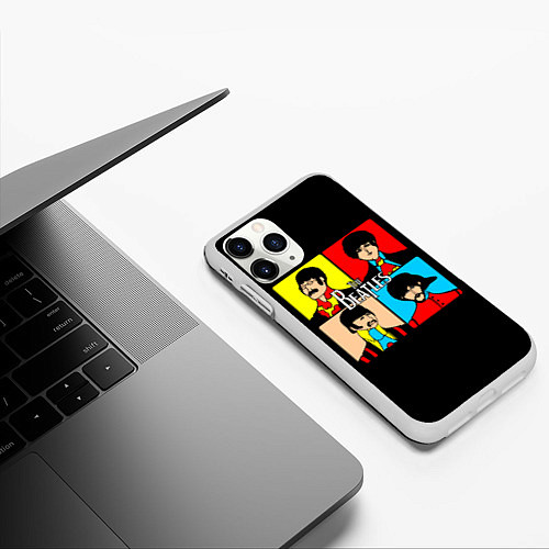 Чехол iPhone 11 Pro матовый The Beatles: Pop Art / 3D-Белый – фото 3