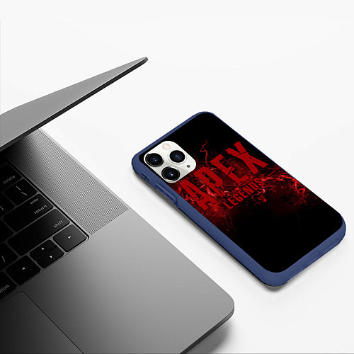 Чехол iPhone 11 Pro матовый Apex Legends: Red Blood / 3D-Тёмно-синий – фото 3