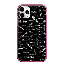 Чехол iPhone 11 Pro матовый Sally Face: Black Pattern, цвет: 3D-малиновый