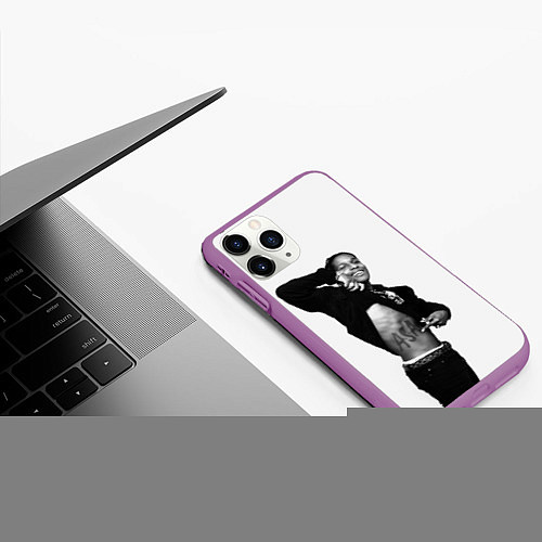 Чехол iPhone 11 Pro матовый ASAP Rocky: White Fashion / 3D-Фиолетовый – фото 3