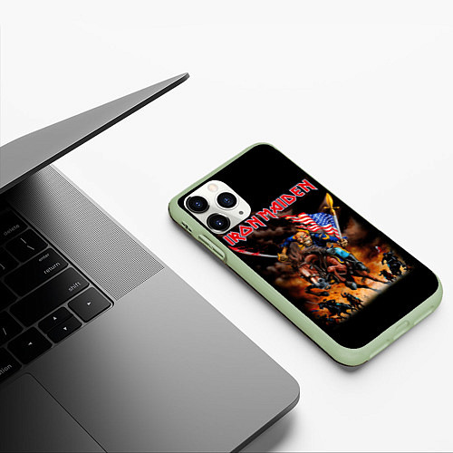 Чехол iPhone 11 Pro матовый Iron Maiden: USA Warriors / 3D-Салатовый – фото 3