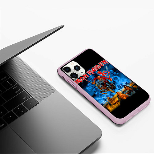 Чехол iPhone 11 Pro матовый Iron Maiden: Great Britain Warriors / 3D-Розовый – фото 3