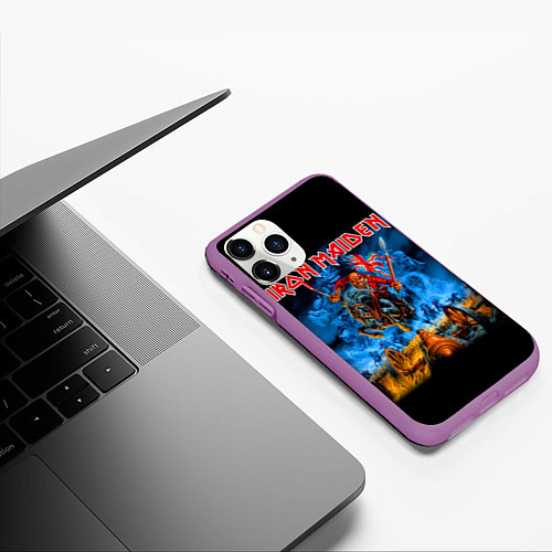 Чехол iPhone 11 Pro матовый Iron Maiden: Great Britain Warriors / 3D-Фиолетовый – фото 3