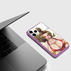 Чехол iPhone 11 Pro матовый Май Сирануи boobs - sexy ahegao, цвет: 3D-фиолетовый — фото 2