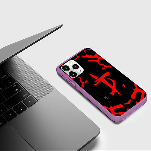 Чехол iPhone 11 Pro матовый DOOM: Red Slayer / 3D-Фиолетовый – фото 3