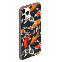 Чехол iPhone 11 Pro матовый Карпы кои, цвет: 3D-коричневый — фото 2