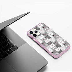 Чехол iPhone 11 Pro матовый Эмоции котов, цвет: 3D-розовый — фото 2