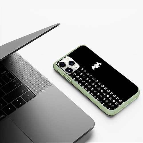 Чехол iPhone 11 Pro матовый Marshmello: Dark Style / 3D-Салатовый – фото 3