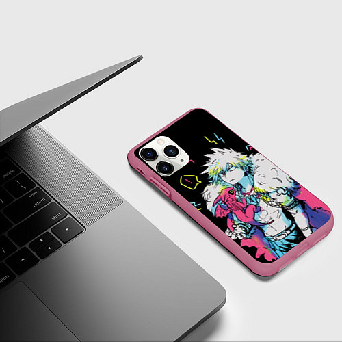 Чехол iPhone 11 Pro матовый Кацуки / 3D-Малиновый – фото 3