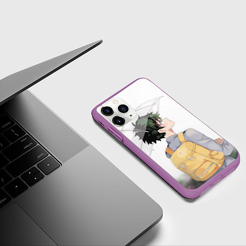Чехол iPhone 11 Pro матовый Дождь / 3D-Фиолетовый – фото 3