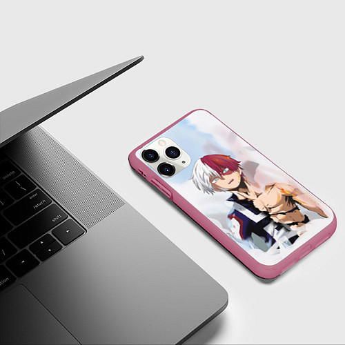 Чехол iPhone 11 Pro матовый Огонь / 3D-Малиновый – фото 3