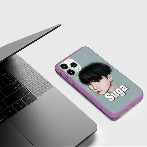 Чехол iPhone 11 Pro матовый BTS Suga / 3D-Фиолетовый – фото 3