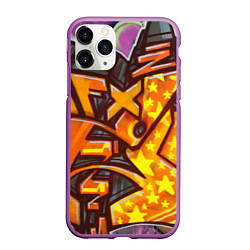 Чехол iPhone 11 Pro матовый Orange Graffiti, цвет: 3D-фиолетовый